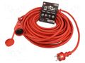 Extension lead; 3x2.5mm2; Sockets: 1; rubber; red; 30m; 16A KEL W-98647