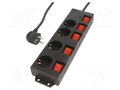 Plug socket strip: supply; Sockets: 4; 250VAC; 16A; black; 1.5m LOGILINK LPS251