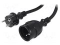 Extension lead; 3x2.5mm2; Sockets: 1; rubber; black; 15m; 16A KEL W-98658