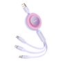 Baseus Bright Mirror 2 retractable cable 3in1 cable USB Type A - micro USB + Lightning + USB Type C 66W 1.1m purple (CAMJ010105), Baseus 6932172609115 6932172609115