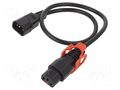 Cable; IEC C13 female,IEC C14 male; 0.5m; black; 10A; 250V; IP20 SCHAFFNER SCHAFFNER-820100