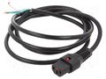 Cable; IEC C13 female,wires; 2m; with IEC LOCK locking; black SCHAFFNER / TE Connectivity SCHAFFNER-820153