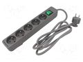 Extension lead; 3x1.5mm2; Sockets: 5; grey; 1.8m; 16A QOLTEC QOLTEC-50289