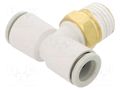 Tee fitting; threaded,plug-in; -1÷10bar; brass,polypropylene SMC KQ2T08-02AS