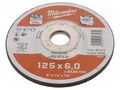 Grinding wheel; Ø: 125mm; Øhole: 22.2mm; Disc thick: 6mm; steel Milwaukee MW-4932451482