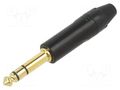 Connector: Jack 6,3mm; plug; male; stereo; ways: 3; straight; black AMPHENOL QS3PB-AU