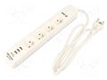 Plug socket strip: protective; Sockets: 4; 230VAC; 16A; grey; 3680W KERG M02414