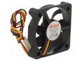 Fan: DC; axial; 12VDC; 50x50x10mm; 28.21dBA; EBR; 4500rpm; 2.63mmH2O Akasa AK-5010MS