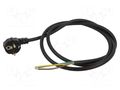 Cable; 3x1mm2; CEE 7/7 (E/F) plug angled,wires; PVC; 5m; black JONEX WJ-22-3/10/5BK