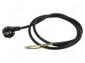 Cable; 3x1.5mm2; CEE 7/7 (E/F) plug angled,wires; PVC; 1.5m; 16A JONEX WJ-22-3/15/1.5BK