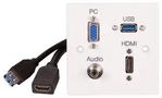 WALLPLATE 1G,HDMI,VGA,AUDIO,USB A PELR0089