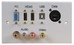 WALLPLATE, 2G, HDMI/VGA/USB B/AV/RJ45 PELR0103