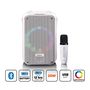 Karaoke system with Bluetooth®, rechargeable battery, wireless karaoke microphone, and disco LED lighting White BTC-060WH 8711902081296
