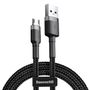 Cable USB A plug - micro USB plug 2.0m QC3.0 Cafule grey+black BASEUS CAMKLF-CG1