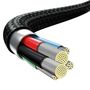 Cable USB C plug - USB C (15W) / micro USB (10W) / IP Lightning (20W) connector cable 1.5m  black Rapid BASEUS CAMLT-SC01 6953156204294