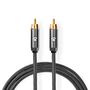 Subwoofer Cable | RCA Male | RCA Male | Gold Plated | 5.00 m | Round | 4.5 mm | Anthracite / Gun Metal Grey | Cover Box CATB24100GY50 5412810318711