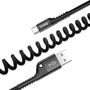 Cable Spring type USB2.0 A plug - USB C plug 1.0m 2A black BASEUS CATSR-01 6953156284739