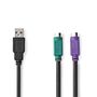 2-in-1 Cable | USB 2.0 | USB-A Male | 2x PS/2 Female | 480 Mbps | 0.30 m | Nickel Plated | Round | PVC | Black | Box CCGB60830BK03 5412810421770