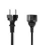 Power Cable | Plug with earth contact male | Plug with earth contact female | Straight | Straight | Nickel Plated | 3.00 m | Round | PVC | Black | Label CEGL10200BK30 5412810425181