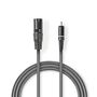 Unbalanced Audio Cable | XLR 3-Pin Male | RCA Male | Nickel Plated | 3.00 m | Round | PVC | Dark Grey | Carton Sleeve COTH15205GY30 5412810295449