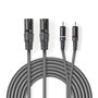 Balanced Audio Cable | 2x XLR 3-Pin Male | 2x RCA Male | Nickel Plated | 3.00 m | Round | PVC | Dark Grey | Carton Sleeve COTH15210GY30 5412810295791