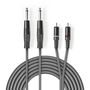 Stereo Audio Cable | 2x 6.35 mm Male | 2x RCA Male | Nickel Plated | 3.00 m | Round | Dark Grey | Carton Sleeve COTH23320GY30 5412810295340