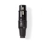 XLR Connector | Straight | Female | Nickel Plated | Soldering | Cable input diameter: 5.0 mm | Metal | Black | 1 pcs | Polybag COTP15902BK 5412810296484