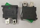 Rocker switch; ON-OFF, fixed, 4pins. 6A/250Vac, 19x12mm, DPST, green NEON 230Vac KE/SM/LI/220G/4