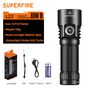 Flashlight L22, 5000lm, 60W, rechargable USB C 1x 26650 5000mAh, 190g SUPERFIRE-L22