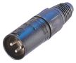 3 pole male cable connector with black metal housing and gold contacts NTR-NC3MXB 7613187003202