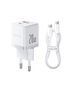 Wall Fast Charger Palm 20W USB + USB-C QC3.0 PD3.0 with USB-C Cable 1m, White P10111608213-01 6932172677374