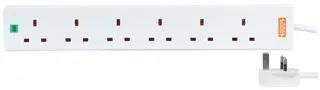 EXTENSION LEAD, 6WAY, SURGE, 2M 2068S-2M