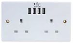 2-GANG UNSWITCHED SOCKET, 4 X USB, 4.8A 2248U