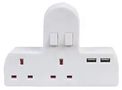 ADAPTOR 2 WAY SWITCHED WITH TWIN USB PEL00950