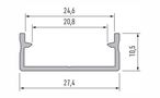 LED profile for LED strips, silver anodized, wide, DUAL, 2m, LUMINES PROF-DUAL-2Ms