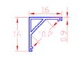 Aluminum profile for LED strip corner SR16 3m PROF-SR16-3M
