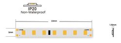 LED strip 24Vdc, 210LED/m, CRI >90, 3000K, IP20, 5mm PCB RS2835-24V-210D-5-20
