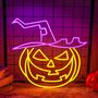 Neon LED Light PUMPKIN WITCH purple-yellow + USB FPNE17 Forever Light RTV100295 5900495156860