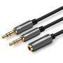 Splitter 3.5mm 4pin female to 2x3.5mm plugs (for headphones + microphone) AV140 UGREEN UGREEN/20899