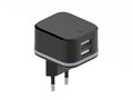 COMPACT CHARGER WITH DUAL USB OUTPUT - 5 V - 3.4 A max. (2.4 + 1 A) - 17 W max. PSS6EUSB35B 5410329711443