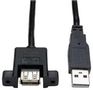 USB CABLE, 2.0 TYPE A PLUG-RCPT, 6" U024-06N-PM