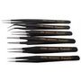 6 Piece Black Epoxy Tweezer Set JS-555T..