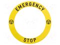 Label; Harmony XB4; yellow; Ø90mm; for emergency button SCHNEIDER ELECTRIC ZBY8L330