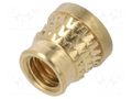 Threaded insert; brass; M6; BN 37901; L: 7.7mm; for plastic TAPPEX KVT-073M6