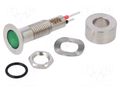 Indicator: LED; flat; green; 12VDC; Ø6.1mm; IP67; stainless steel MARL 520-324-21