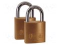 Padlock; shackle; Quan: 2pcs; brass; Protection: low (level 2) KASP KA-K12020D2
