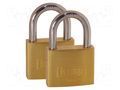 Padlock; shackle; Quan: 2pcs; brass; Protection: low (level 2) KASP KA-K12025D2