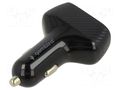 USB power supply; USB A socket x2; Sup.volt: 12÷24VDC; 36W; black GEMBIRD TA-U2QC3-CAR-01