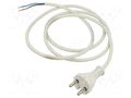 Cable; 2x1mm2; CEE 7/17 (C) plug,wires; PVC; 1.5m; white; 16A; 250V JONEX WJ-20-2/10/1.5WH
