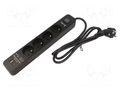Plug socket strip: protective; Sockets: 4; 230VAC; 16A; black; KERG KERG M02522